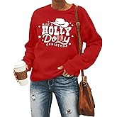 JINTING Christmas Sweatshirt for Women Holly Dolly Christmas Pullover Sweatshirts Xmas Graphic Long Sleeve Tops