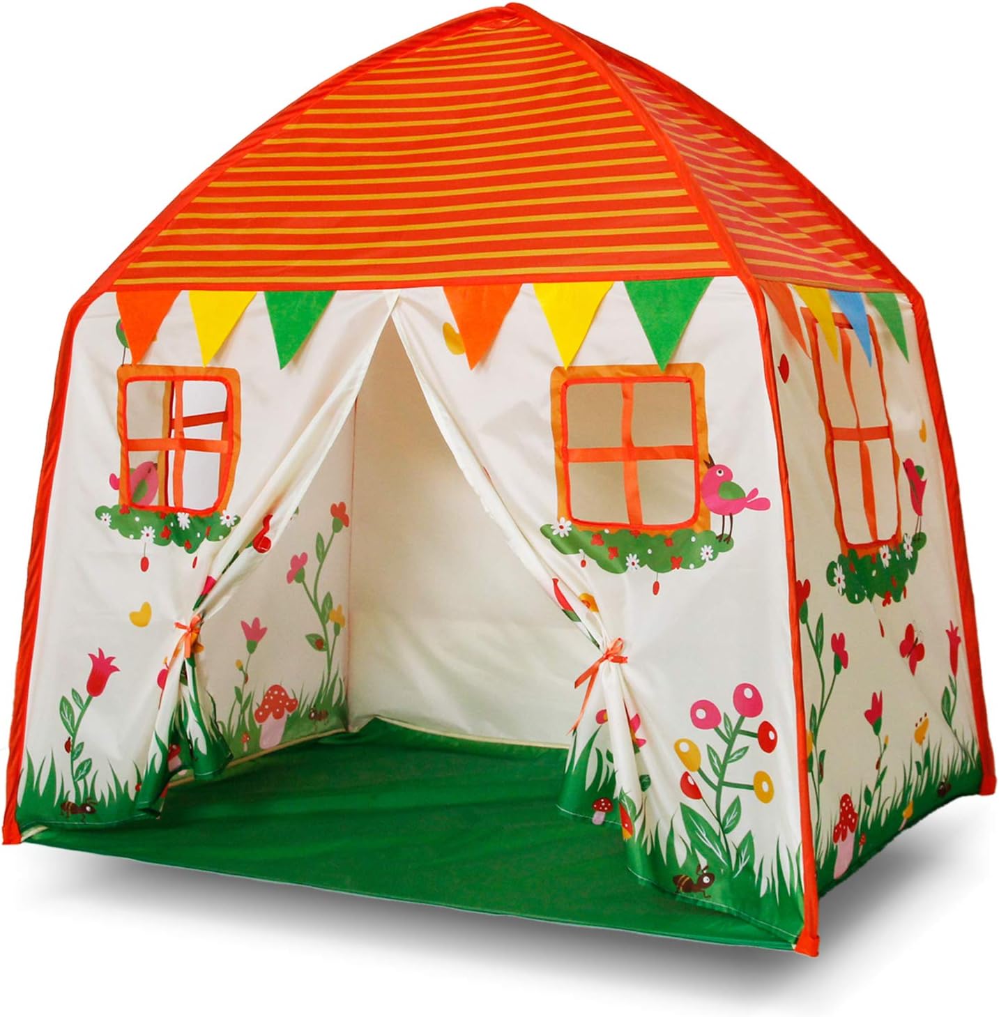Homfu Kids Indoor and Outdoor Toy Tent Princess Prince Castle Children Play Tent and Portable Playhouse for Boys Girls Fun Plays … (Orange+Beige)