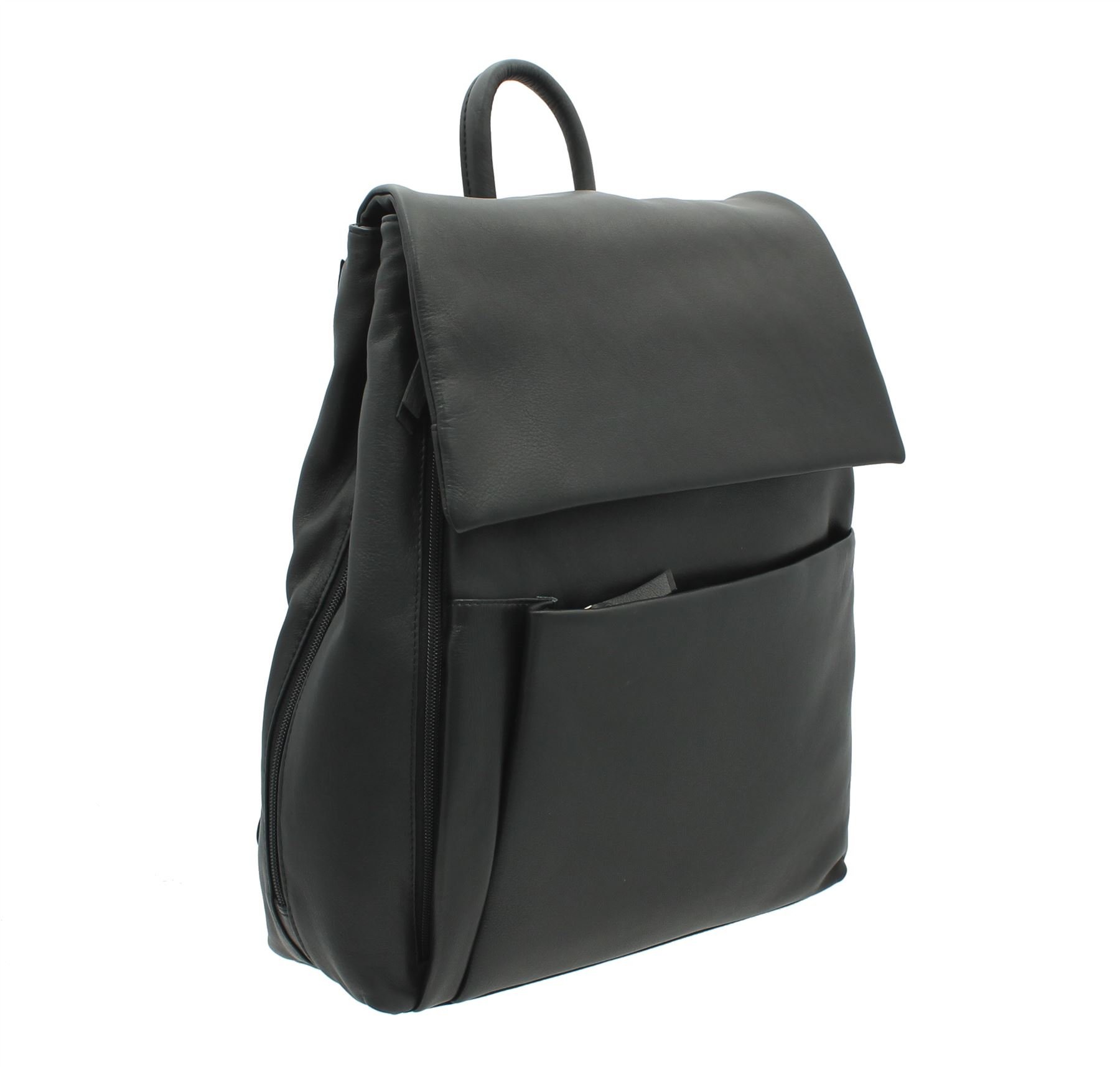 Ashlie Leather A4 Lightweight Leather Backpack With Grab Handle AC8201 Black