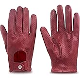 ZLUXURQ Womens Full Mesh Leather Driving Gloves Unlined -Soft and Thin Italian Lambskin