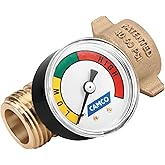 Camco Brass Water Pressure Regulator with Gauge- Helps Protect RV Plumbing and Hoses from High-Pressure City Water - Easy Read Gauge (40064)