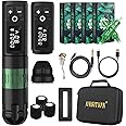 Ambition Soldier Wireless Tattoo Machine Kit Complete Rotary Coreless Motor Tattoo Pen Kit with Extra 2400mAh Battery 80pcs TREX Mixed Size Cartridge Needles Supply for Professional Tattoo Artist