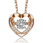 MomentWish Dancing Heart Necklace for Women, 0.5/1 Carat Dancing Moissanite Necklace for Her 925 Sterling Silver Pendant Anniversary Birthday Christmas Gift for Wife Mom Girlfriend