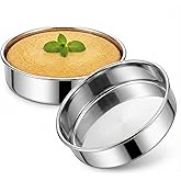 Hemoton 2 Piece Round Cake Pans Set 9 Inch, Stainless Steel Baking Tins for Oven, Deep Metal Mold for Birthday Layer Cakes, Leakproof & Dishwasher Safe, Silver