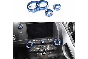 AuTK Central Console AC Volume Knob Button Switch Cover Trim Fit for Chevrolet Corvette C7 2014-2019 Aluminum Alloy Air Conditioner Knob Adjustment Cover-4pcs, Blue