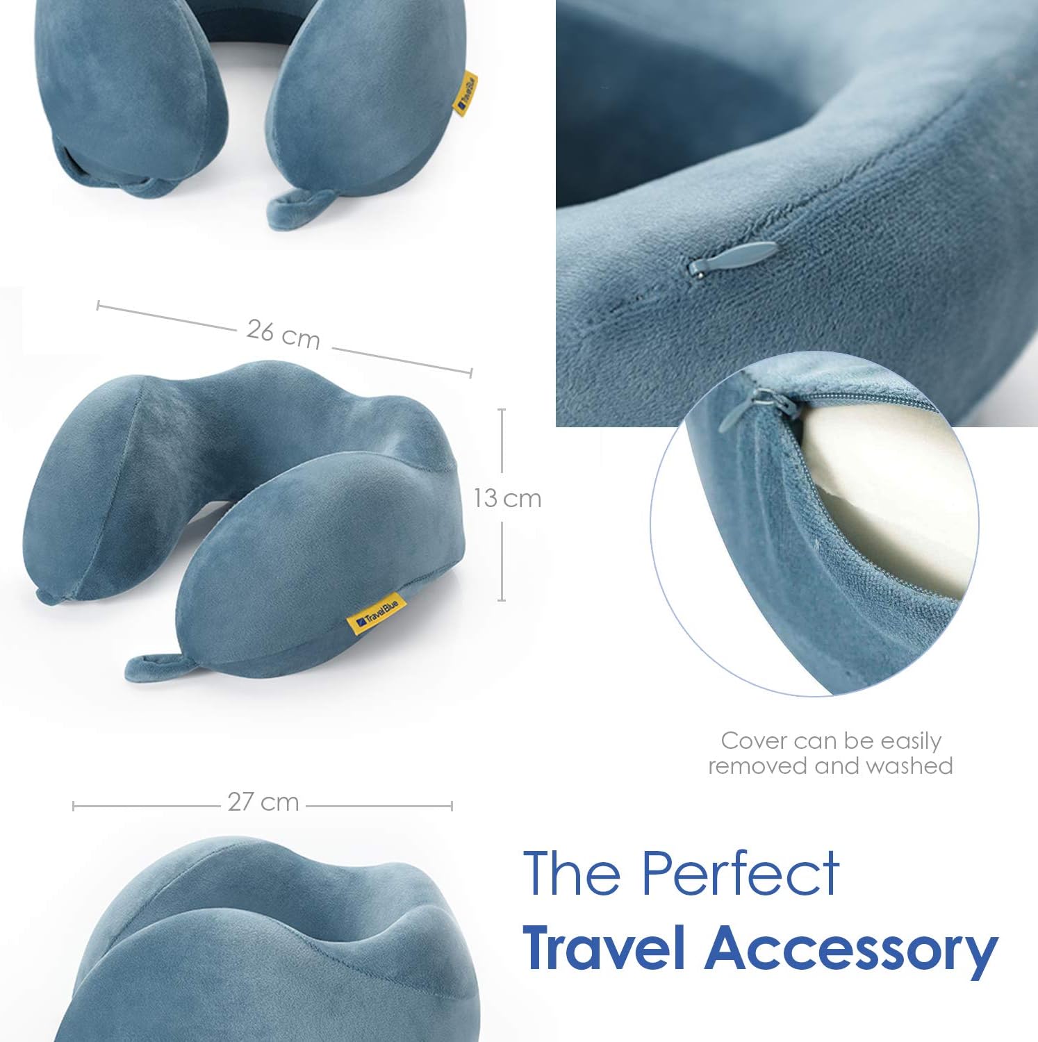 Travel Blue Wider Fit Tranquility Memory Foam Travel Pillow for Airplane Flight Pillow - Image 3