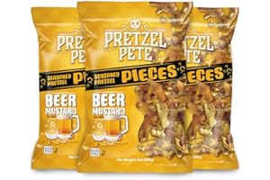 Pretzel Pete Beer Mustard Seasoned Pretzel Pieces, Non-GMO Ingredients, Small Batch, Bold Flavor, Seasonal, 9oz (3 Pack)