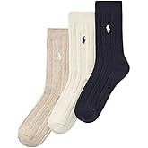 POLO RALPH LAUREN Women's Classic Cotton Cable Crew Socks (3-Pair)