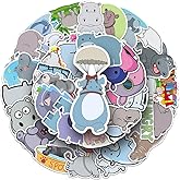 Hippopotamus Vinly Stickers for Teens Boys Girls Kids|50 Pcs|Cute Cartoon Waterproof Stickers for Laptop Tablet Flasks Water Bottles Phone Computer Luggage Cup,Lovley Animals Decal Pack(hippo-50Pcs)
