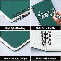 EUSOAR Hardcover Spiral Lined Notebook, A5 6 Pack