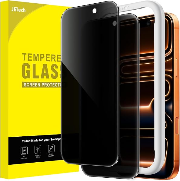 JETech Privacy Screen Protector for iPhone 17 Pro Max, 2-Pack | Anti-Spy Privacy Protection, Tempered Glass, Easy Installatio