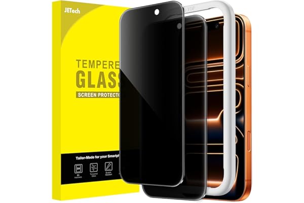 JETech Privacy Screen Protector for iPhone 17 Pro Max 6.9-Inch, Anti-Spy Tempered Glass Film with Easy Installation Tool, 2-P