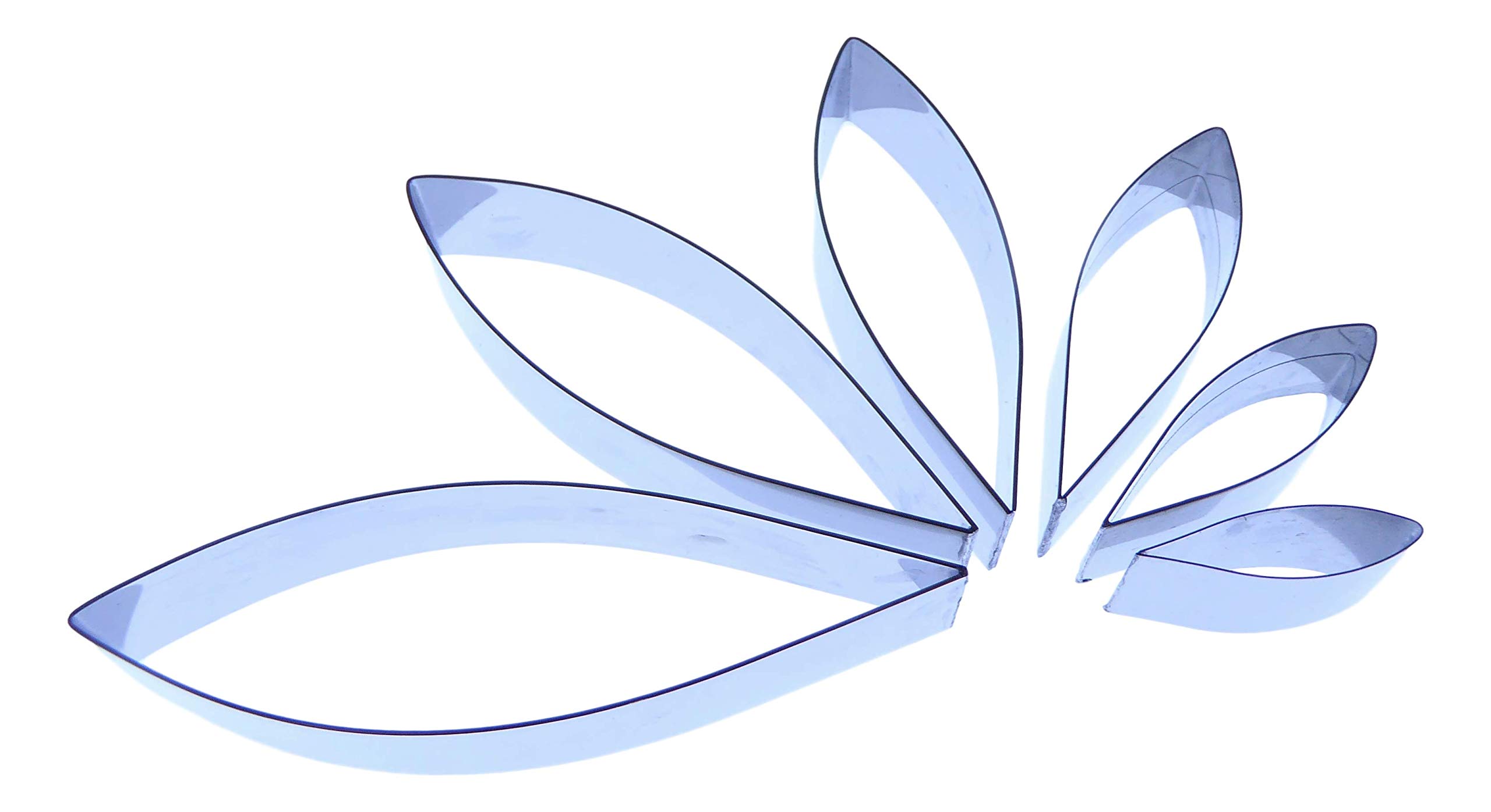 Dahlia Cutter Set -Type 1 (Set of 6) Ruscus, Pointed Oval, Teardrop, Stainless Steel - Petal Flower