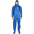 ATERET Disposable Coveralls I 5 Pack, Blue I Protective Suit, Fire Retardant, Full Body Suit w/Attached Hood for Oil & Gas
