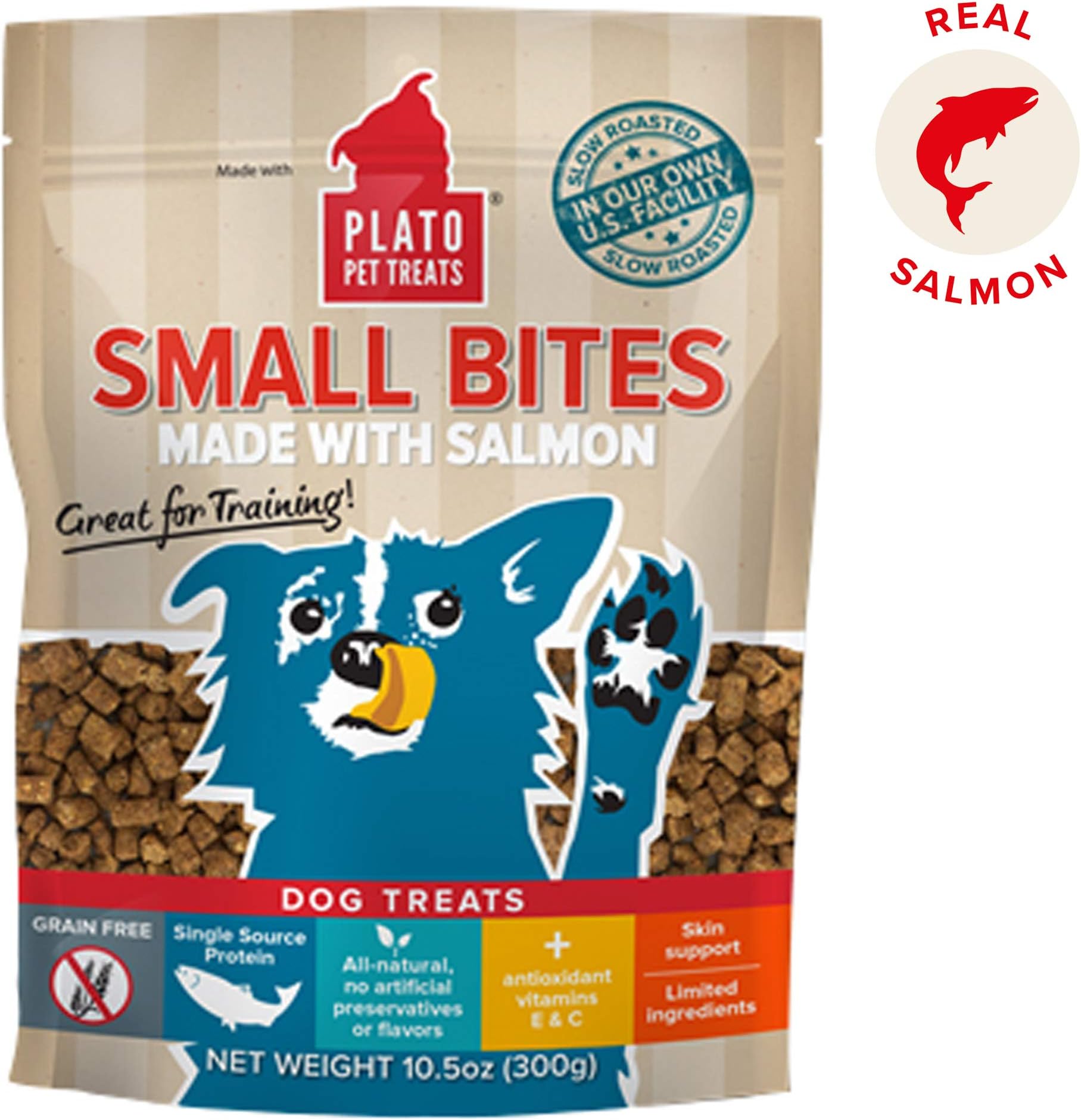 Plato Dog Treats - Small Bites Salmon - 10.5 Oz