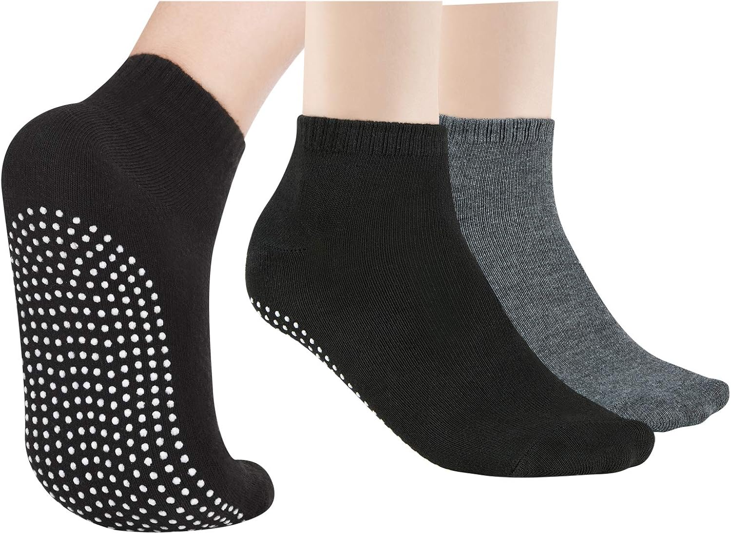 4 Pairs Anti Slip Non Skid Unisex Socks for Women Men Grip Socks for Yoga Home Barre Pilates Hospital Workout: Clothing