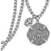 Hantuorui St Florian Patron Saint of Firefighters Necklace 925 Sterling Silver Patron Amulet Medal Jewelry for Men Women