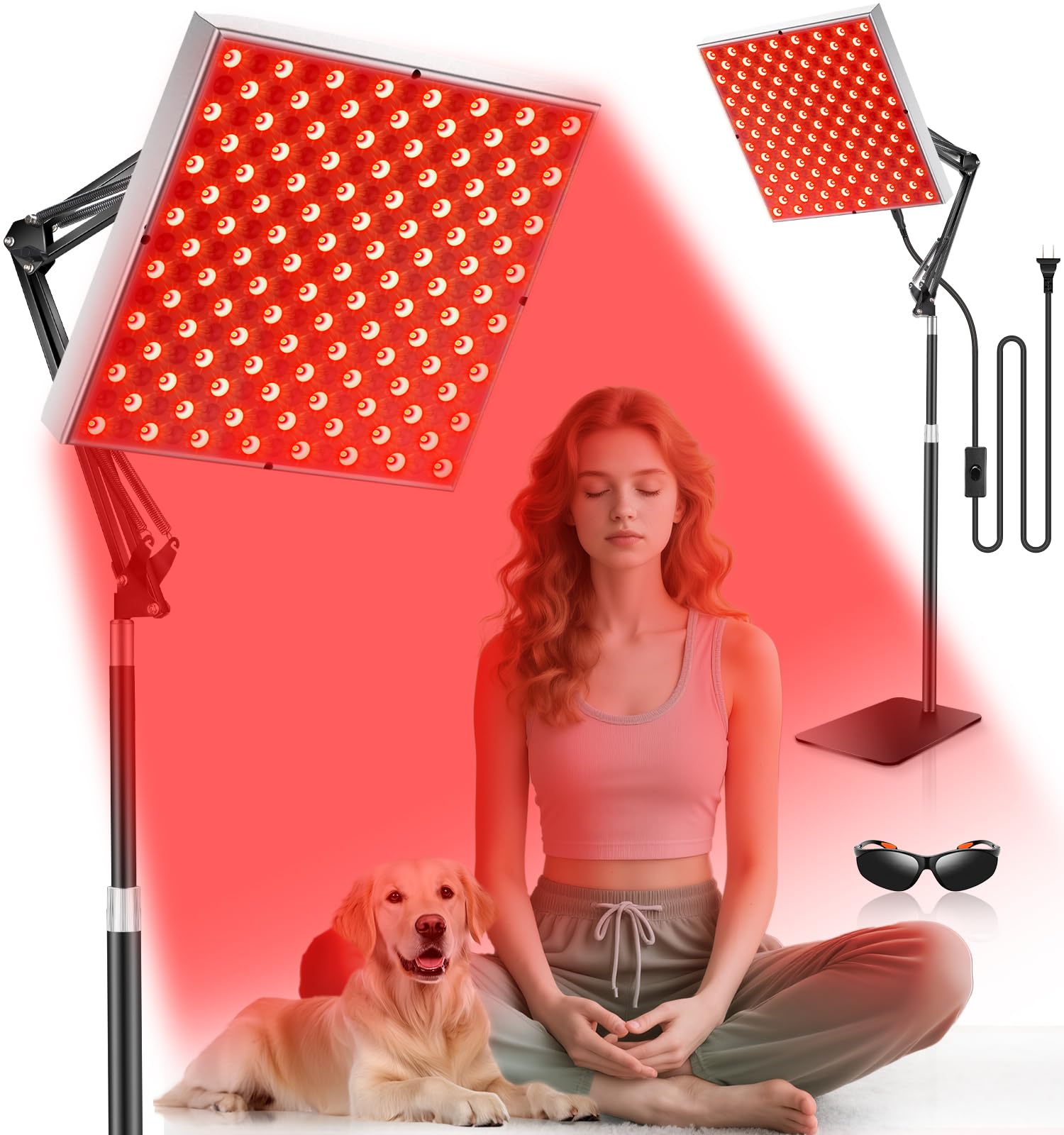 Photo 1 of Red Light Therapy for Full Body and Face, 45W Large Panel 225pcs LED 660nm 850nm Infrared Light Redlight Therapy Lamp for Home/Office Use, 360° Adjustable Stand with Desktop Clamp