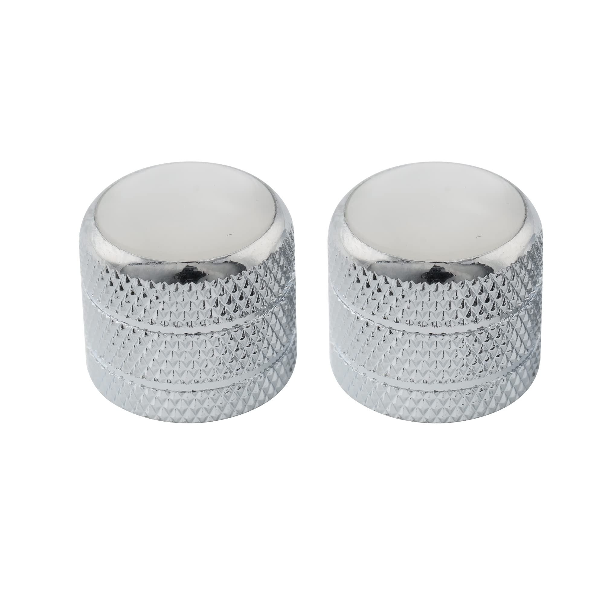 Musiclily Pro Inch Fine 24 Splines Steel Dome Knobs Mother-of-Pearl Top Push-on Control Knob for USA Electric Guitar or Bass, Chrome (Set of 2)