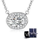 N9NEMUSES Valentines Day Gifts for Her Wife, 2-4 Carat Moissanite Necklace, 925 Sterling Silver Anniversary Birthday Gifts for Women, Jewelry Gift for Wife Girlfriend Mom
