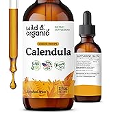 Wild & Organic Calendula Tincture - Alcohol-Free Calendula Extract Drops for Immune Support - Liquid Flowers Supplement - Vegan, Sugar-Free - 2 fl oz