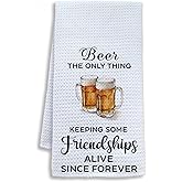 Shrago Friendship Beer Kitchen Towels, Gifts for Beer Lovers Dish Tea Bar Towels, Friendship Gifts for Women Men Decorative Hand Towel for Kitchen Bar Cart Decor, 16x24 Inch
