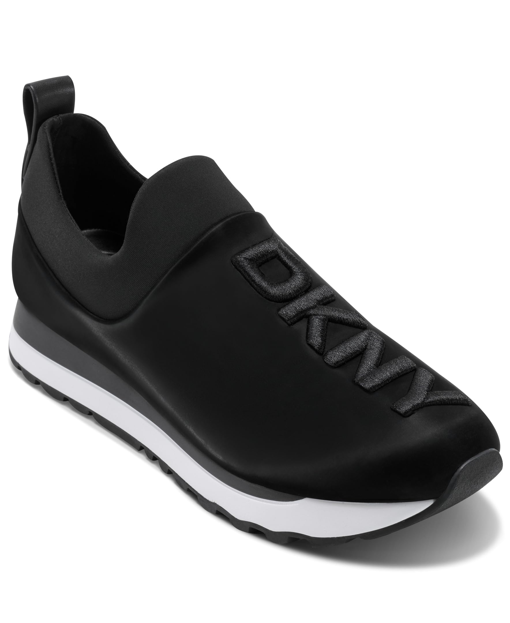 DKNY Women’s Jadyn Slip on Jogger Sneaker, Black/Black, 8