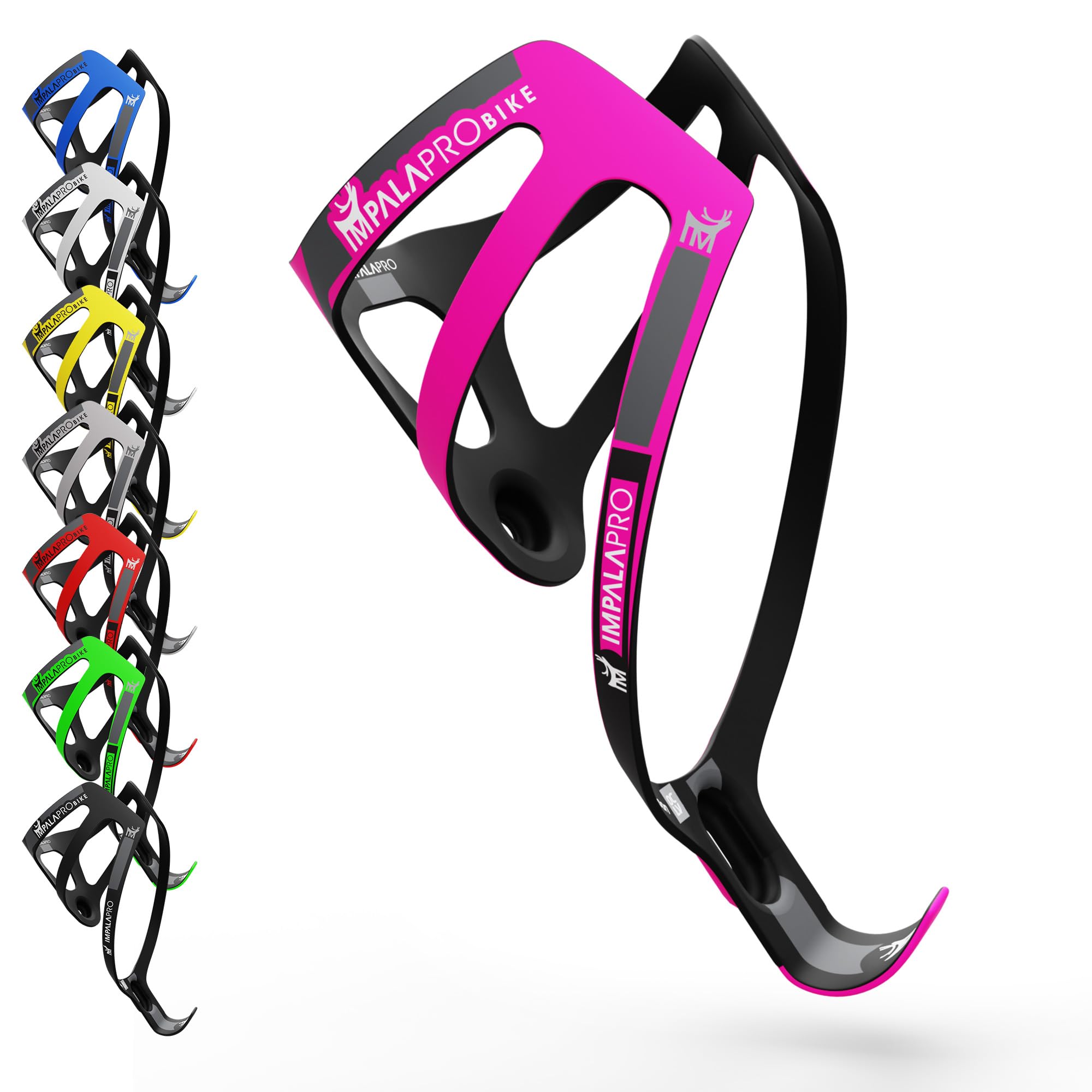 IMPALAPRO Ultralight Full Carbon Bottle Cage 18gr - Bike Bottle Holder - Bike Drinks Holder - Carbon Bottle Cages for Road Bikes and Mountain Bike (Pink)