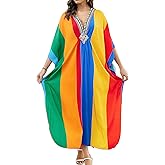 Yanziliu Caftans for Women Beach Cover Up Swimsuit Coverups Swimwear Tropical Dresses 2025 Summer Kaftan Dress