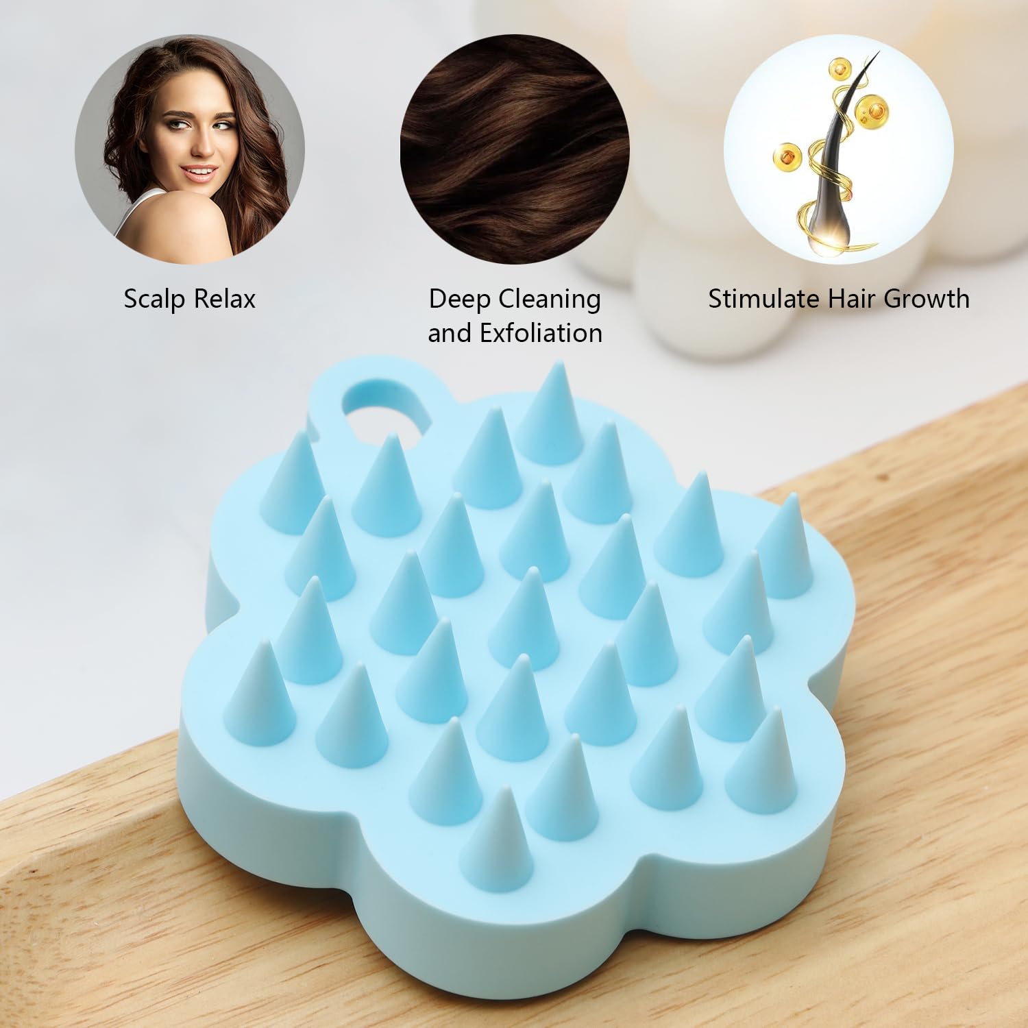 Silicone Massager Hair Brush, Ntegrated Silicone Design, Hair Scrubber with Soft Silicone Bristles for Shower, Dandruff Removal & Relax Scalp, Wet Dry Shampoo Brush Fit for Men, Women & Kids(Blue)