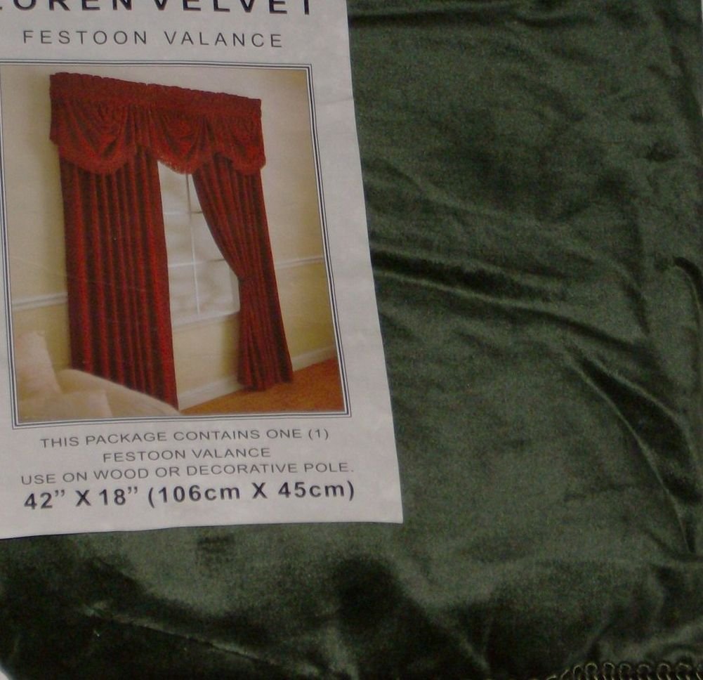 Brentwood Originals Loren Green Velvet Festoon Window Valance