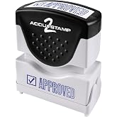 Accu-Stamp2&reg; Pre-Inked Message Stamp, Approved, 1/2" x 1 5/8", Blue