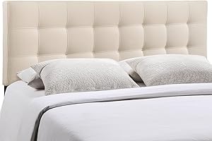 Modway Lily Tufted Linen Fabric Upholstered Queen Headboard in Ivory