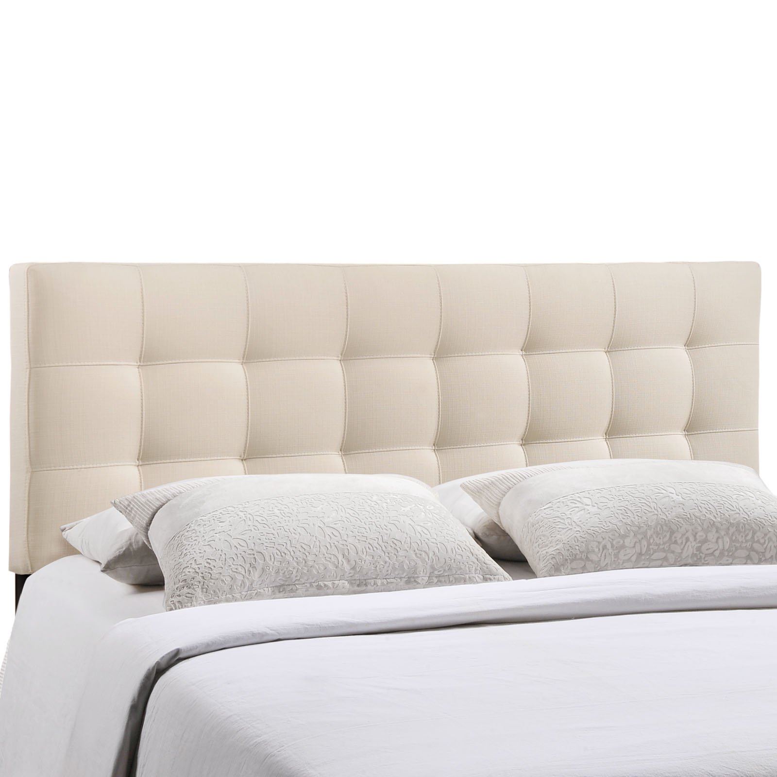 Photo 1 of Modway Lily Tufted Linen Fabric Upholstered Queen Headboard in Ivory