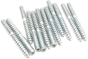 HAOZHENG Hanger Bolt M6x60 Silvery Double Headed Bolt Self-Tapping Screw for Furniture 12Pcs