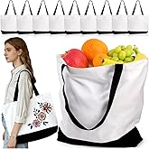 Pumtus 9 Pack Canvas Tote Bags, 18.5 x 16 IN Large Cotton Tote with Handle, Washable Reusable Shopping Bags, Multi-Purpose Kitchen Grocery Bag, Blank Cloth Tote for DIY, Beach, Holiday, Crafts