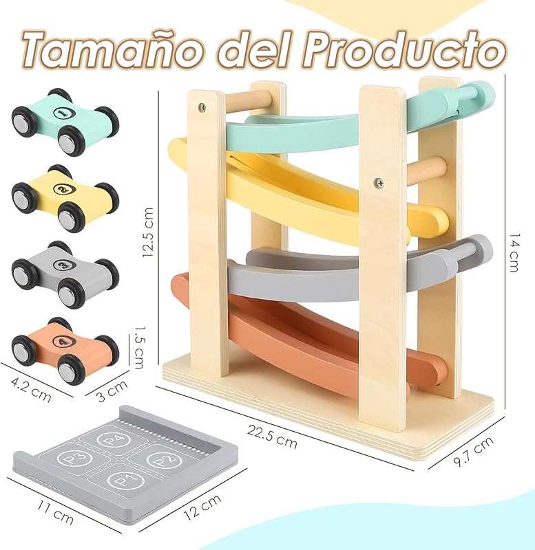 Montessori Juguete a Partir de 1 año para Coche, Pista de Bolas, Madera, a Partir de 1, 2 años, Juguete de Madera, Regalo para 1 2 años, niño