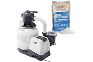 Intex 26645EG Krystal Clear 2100 GPH Sand Filter Pump for Above Ground Pools Bundled with OptiFlow Premium Pure Silica Filter Sand, 50 lb Bag