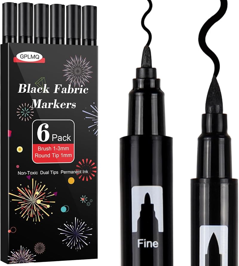 GPLMQ Dual Tip Fabric Pens - Non-Toxic, Fade Resistant for Textiles