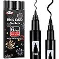 GPLMQ Black Fabric Markers Pens - Dual Tips Fabric Marker Permanent for Clothes, Non-Toxic, No Fade, No Bleed, Ideal for DIY Projects on Shirts, Hats, Canvas, and Textiles