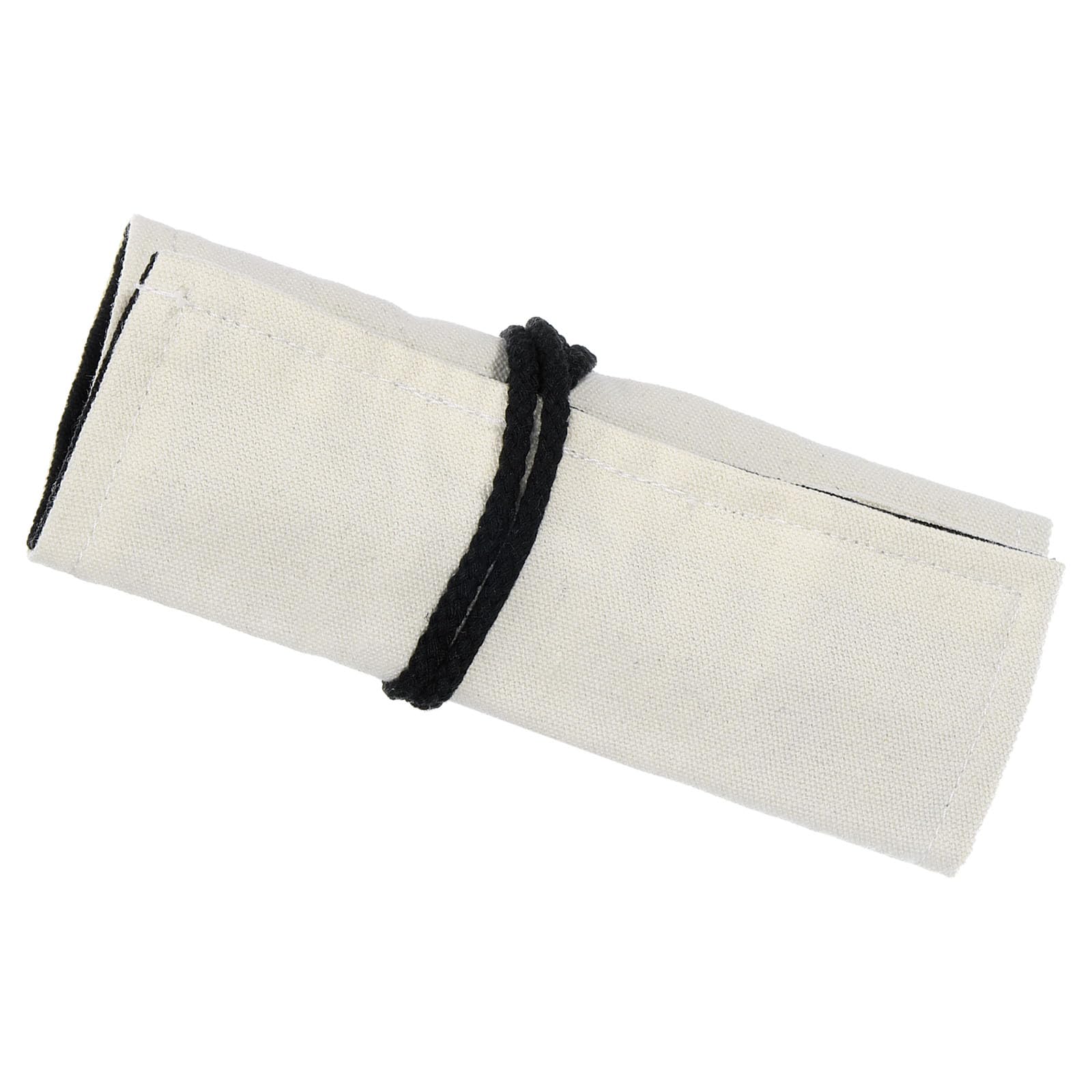 PATIKIL Handmade 12 Slots Roll Up Pencil Case, Canvas Pencil Wrap Pouch Pen Holder Organizer for Artist Drawing Coloring Sketching, White/Black