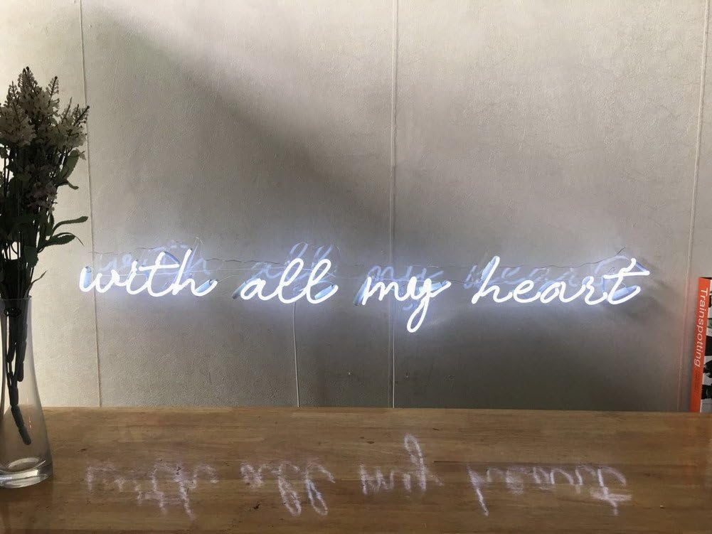 With All My Heart Custom Dimmable LED Neon Signs for Wall Decor (Customizable Options: Color, Size, Wall Mounted, Desktop Type, Hanging in a Window/Ceiling,Electrical/Battery Powered)