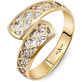 Amberta Real Italian 9ct 14ct Gold Diamond Wrap Ring for Women | Solid 14ct 9ct Gold Ring for Women Non Tarnish Spiral Gift for Her