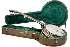 Crossrock Master Series 5-String Resonator Banjo Case | Olive Green Tweed Exterior, Re-Engineered Wooden Shell, Leather Handle(CRW720BJOG)