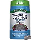 Nature's Truth Magnesium Glycinate Gummies for Adults | 200mg | 60 Count | Vegan, Non-GMO & Gluten Free Supplement | Grape Fl