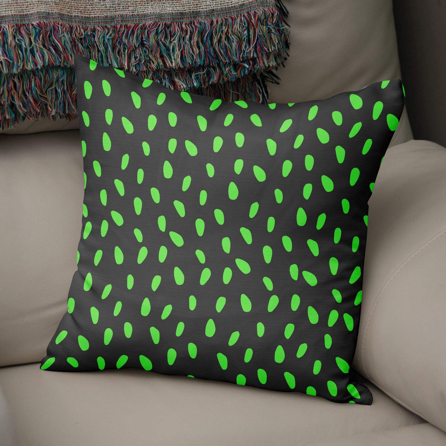 Bonamaison Decorative Cushion Cover Neon Green & Fume, Throw Pillow Covers, Home Decorative Pillowcases for Livingroom, Sofa, Bedroom, Size: 50x50 Cm - Designed and Manufactured in Turkey