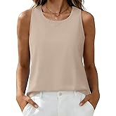 Rapbin Womens Summer Tops Tank Top for Women Cotton Linen Shirts for Women Spring Crewneck Sleeveless Shirts