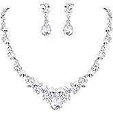EVER FAITH Rhinestone Crystal Elegant Bridal Floral Teardrop Necklace Earrings Set