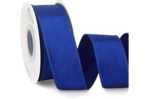 Ribbli Royal Blue Satin Wired Ribbon 1.5 Inch Royal Blue Christmas Ribbon for Gift Wrapping Wreaths Garland Tree Decoration Crafts Home Decor-Continous 20 Yards