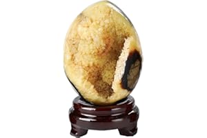 FZBHRO Large Septarian Geode Egg Polished Healing Crystal Stone Collection Septarium Mineral Specimen with Stand Home Office Decor 3.5-4.0 Pound